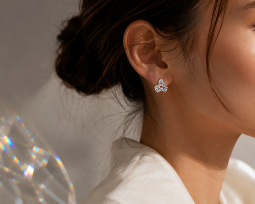 14K White Gold Round Diamond Stud Earrings
