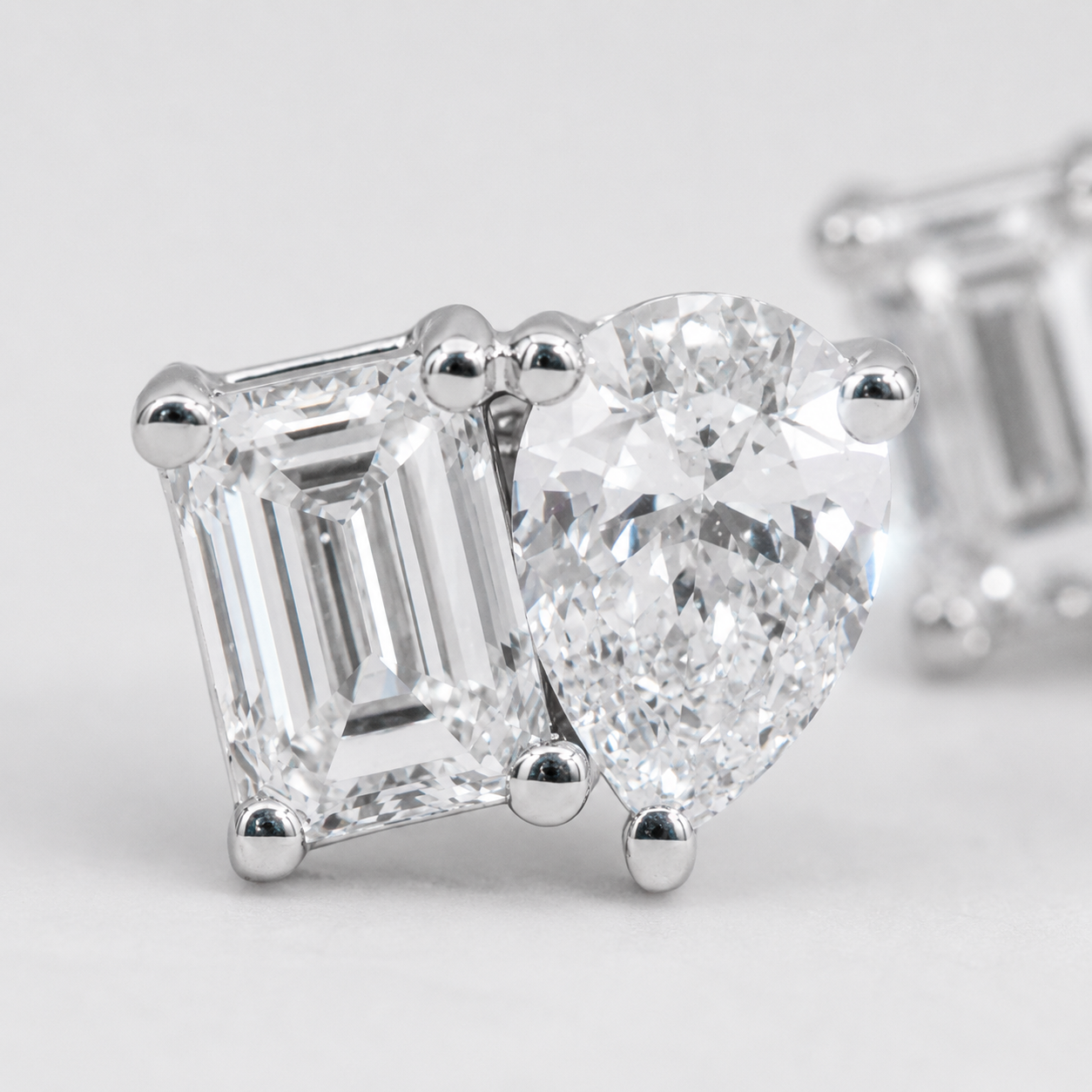 14K White Gold Emerald-Cut Diamond Stud Earrings