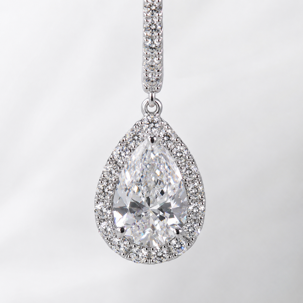14K White Gold Pear-Shaped Diamond Earrings