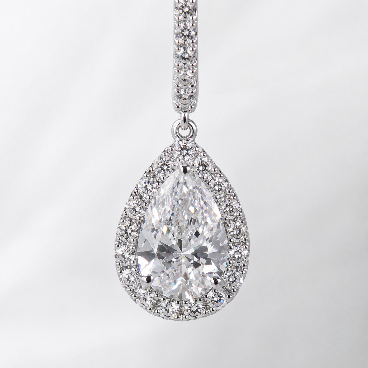 14K White Gold Pear-Shaped Diamond Earrings