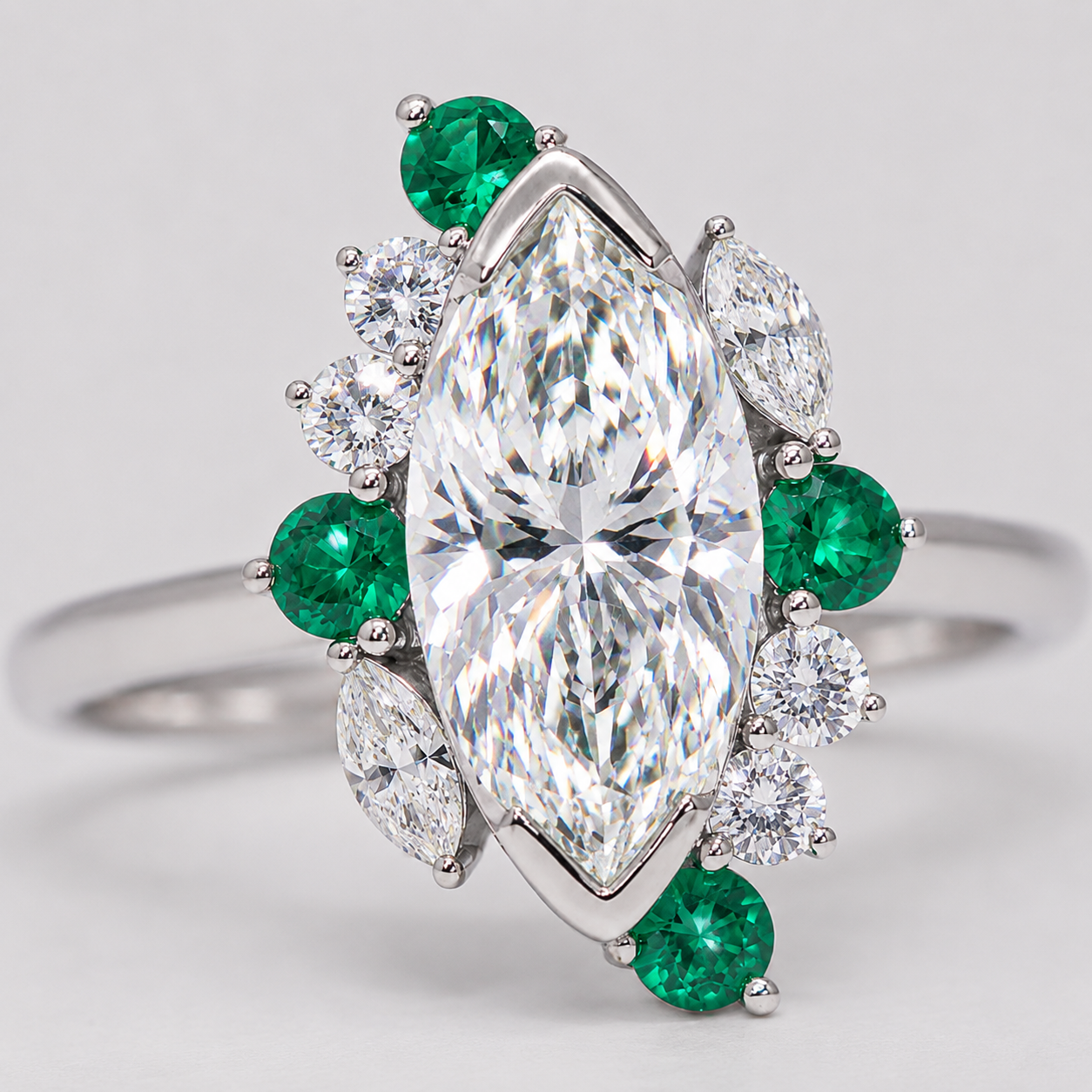 14K White Gold Marquise Diamond Ring
