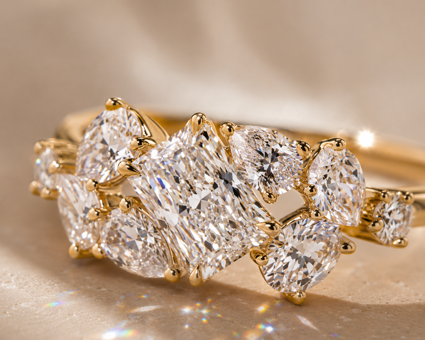 14K Yellow Gold Emerald-Cut Diamond Ring