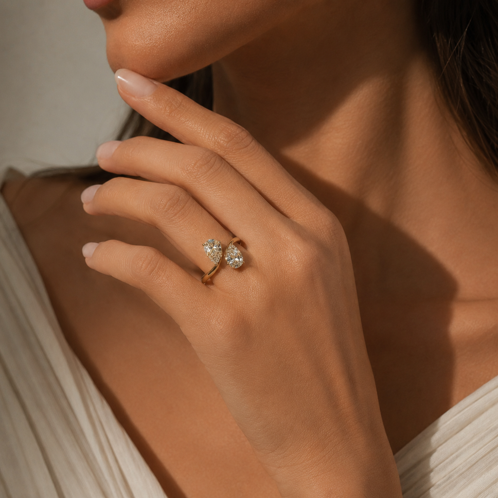 18K Yellow Gold Pear Diamond Multi-Stone Ring