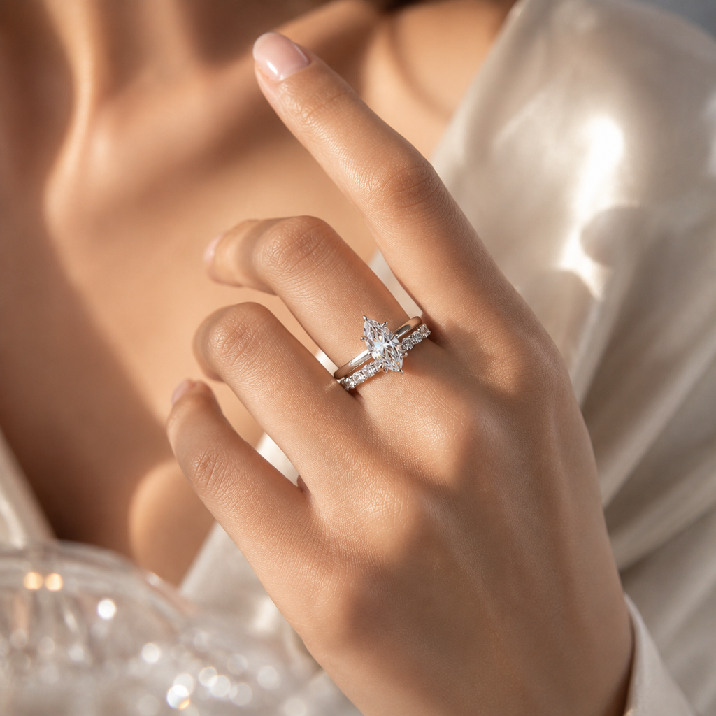 18K White Gold Marquise-Cut Diamond Stackable Ring (2.02 Carats)