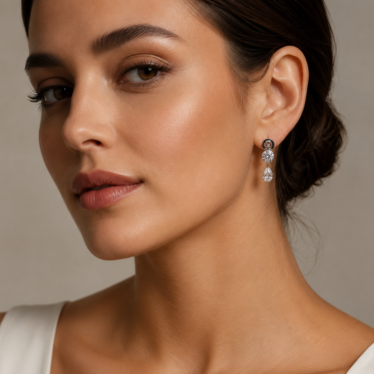 14K White Gold Pear-Shaped Diamond Drop Earrings