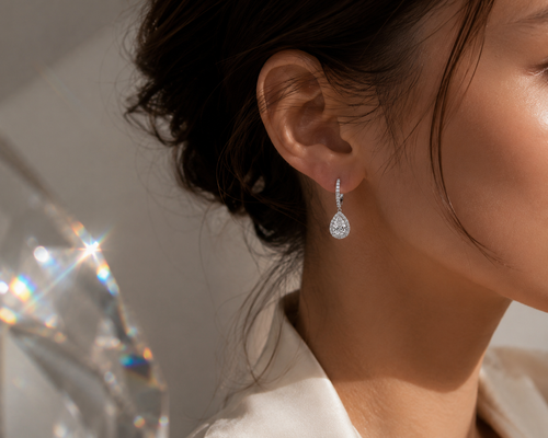 14K White Gold Pear-Shaped Diamond Earrings