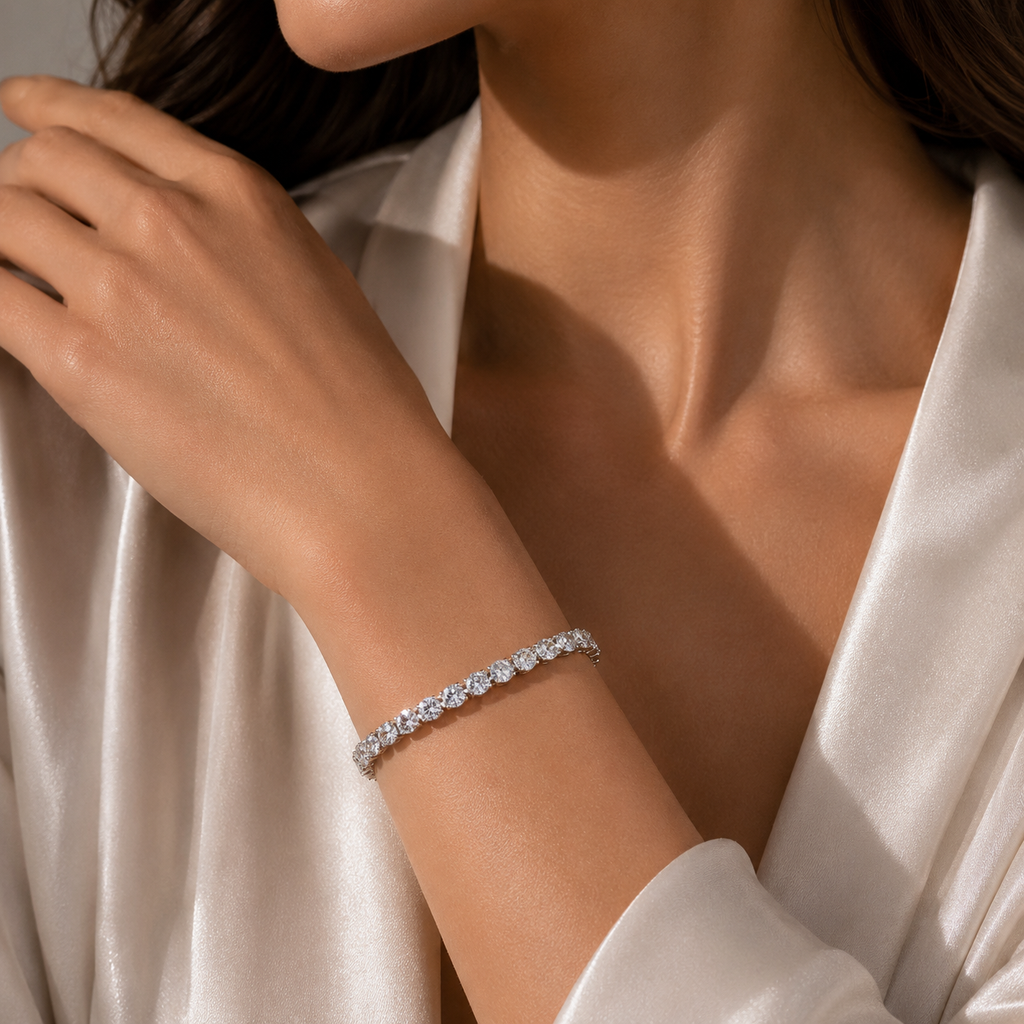 18K White Gold Round Diamond Tennis Bracelet(0.30 ct)