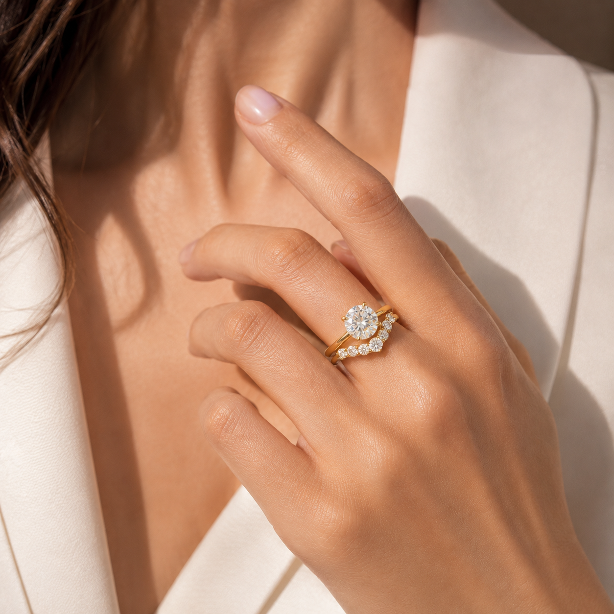 18K Yellow Gold Round Diamond Stackable Ring (2 Carats)