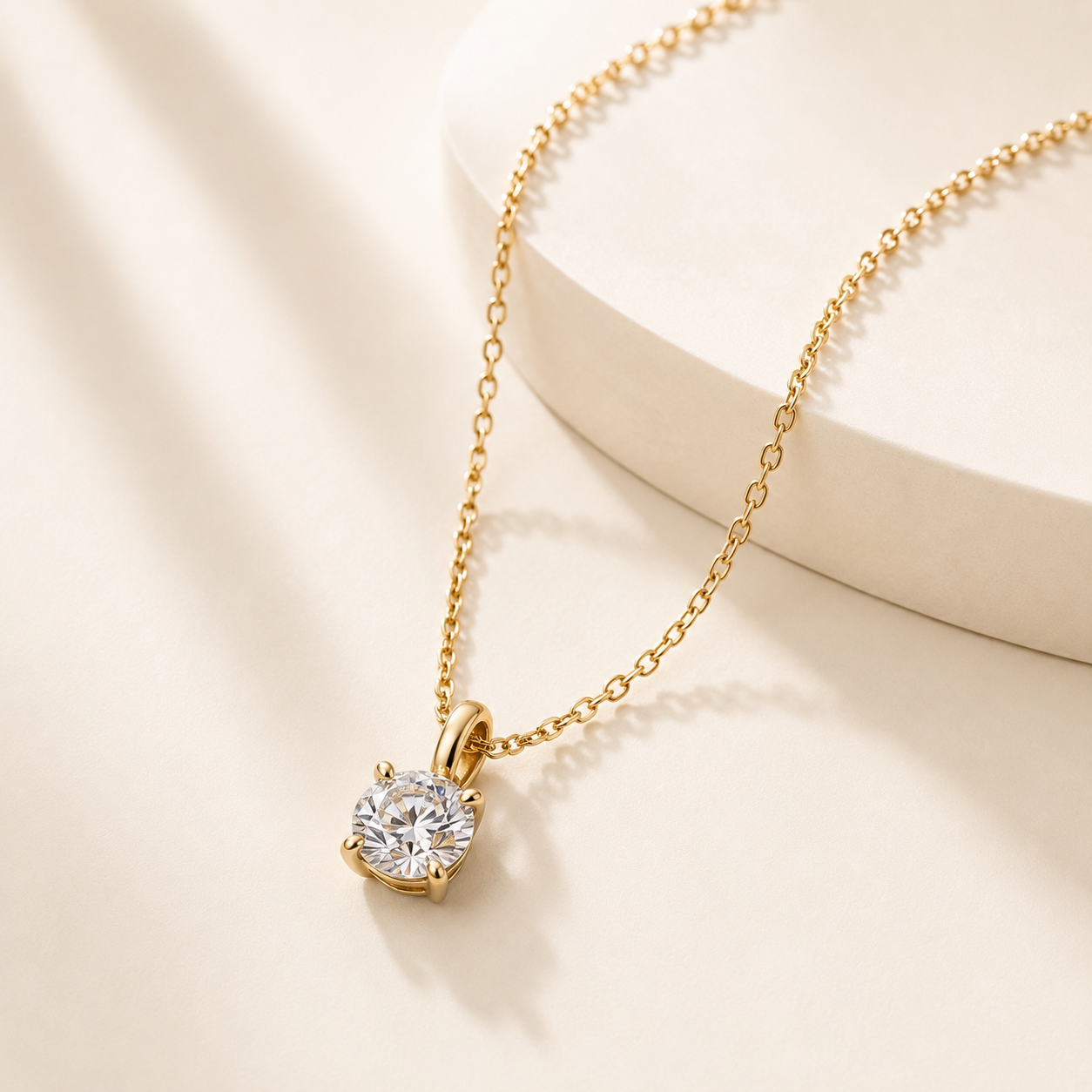 18K Yellow Gold Round Solitaire Diamond Pendant (1 Carat)