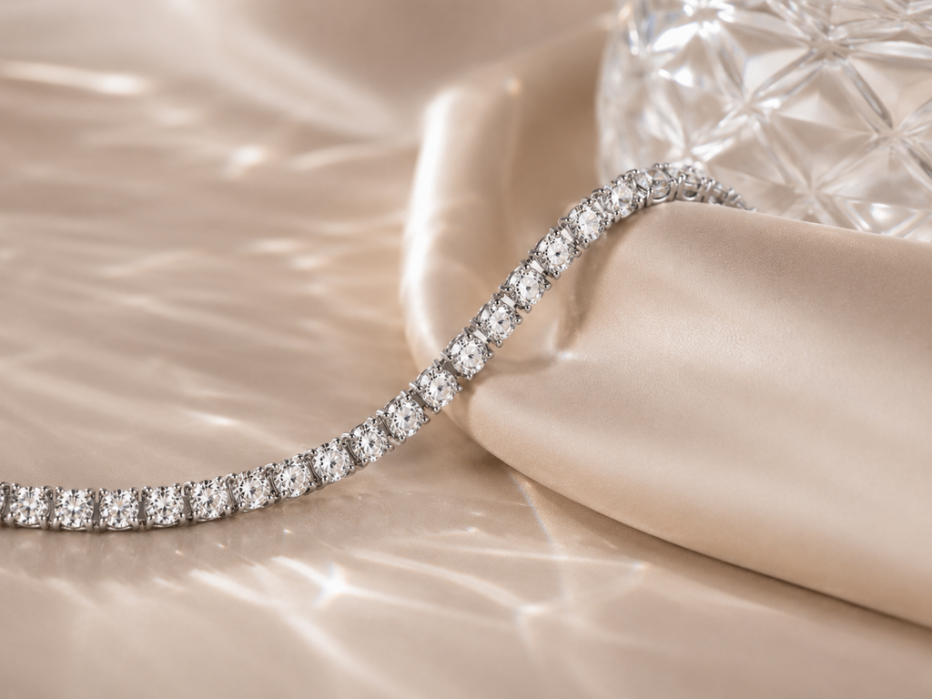 18K White Gold Round Diamond Tennis Bracelet（0.20ct each）