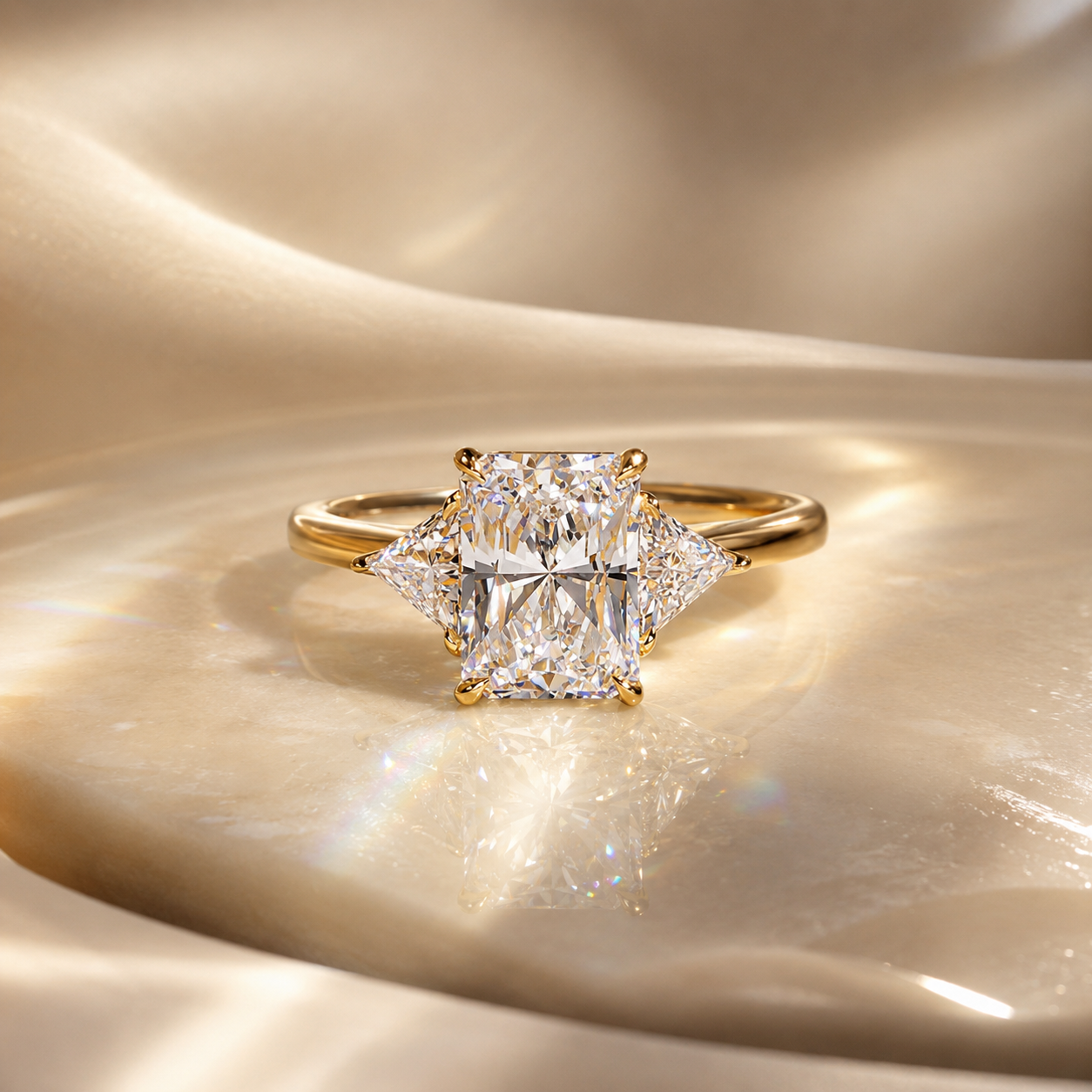 18K Yellow Gold Radiant Diamond Multi-Stone Ring(2.05 ct)
