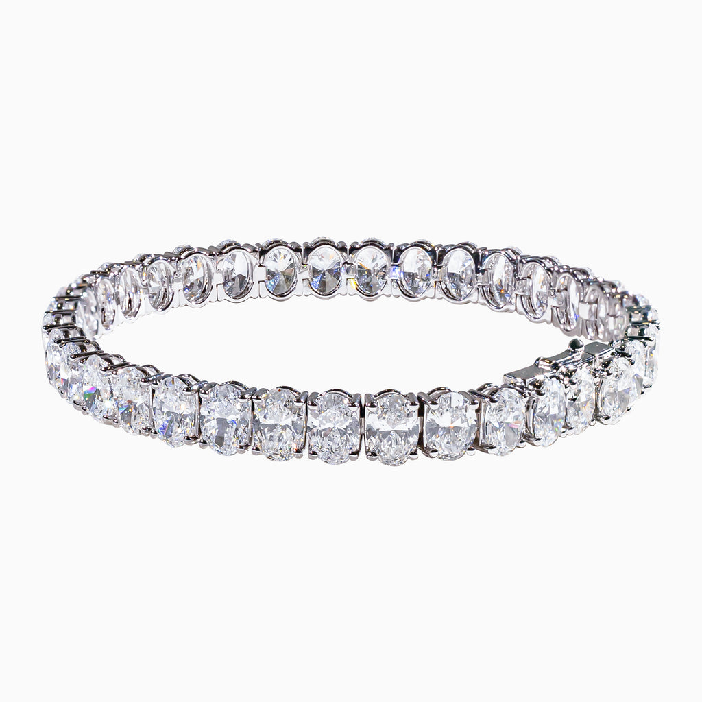 18K White Gold Oval Diamond Tennis Bracelet(0.50 ct)