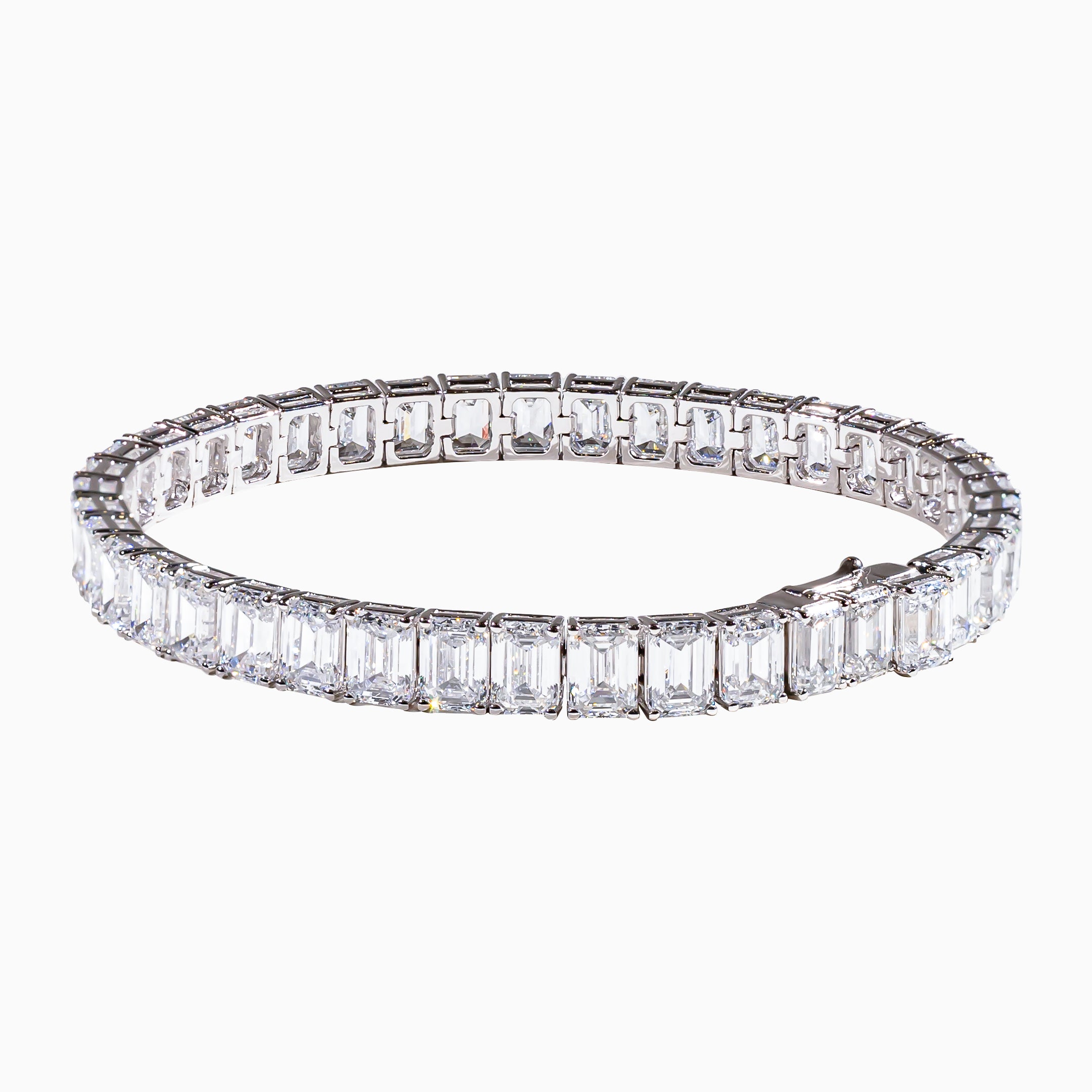 18K White Gold Emerald Diamond Eternity Bracelet(0.50ct each)
