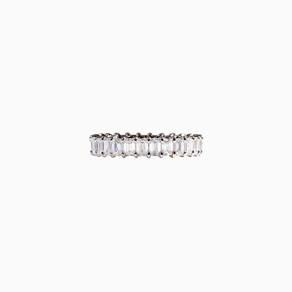 18K White Gold Emerald-Cut Diamond Ring(0.10 ct Each)