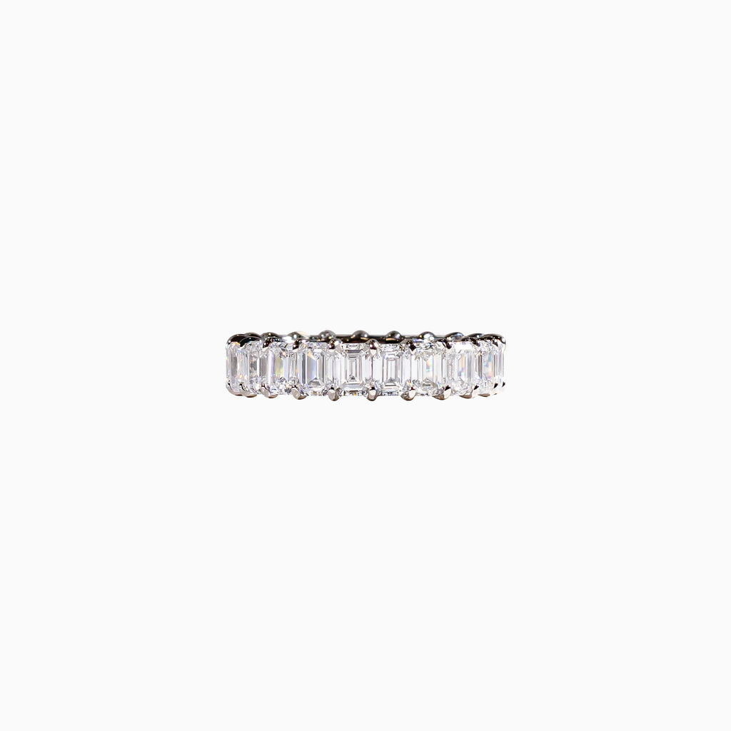 18K White Gold Emerald-Cut Diamond Ring(0.20 ct Each)