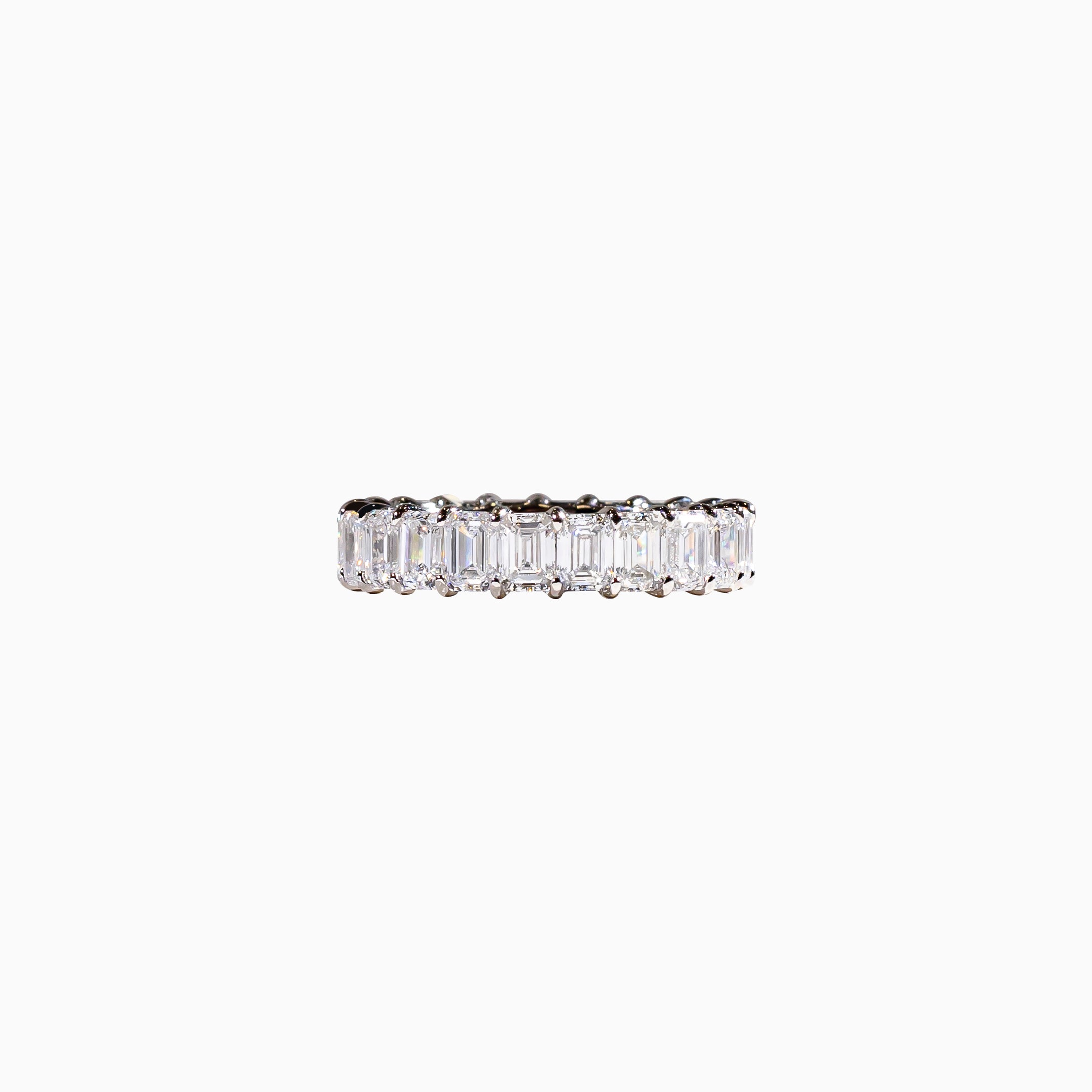 18K White Gold Emerald-Cut Diamond Ring(0.20 ct Each)