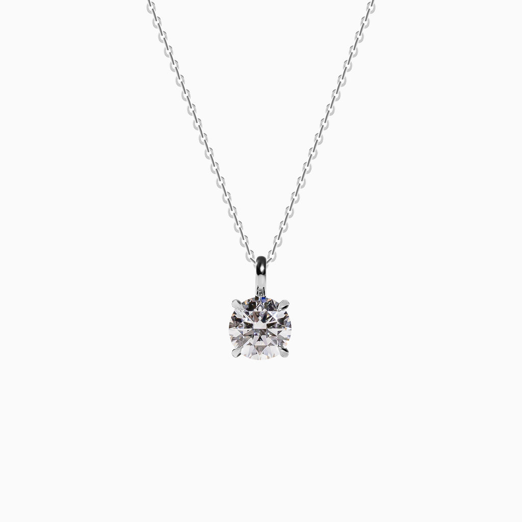 18K White Gold Round Solitaire Diamond Pendant (1 Carat)