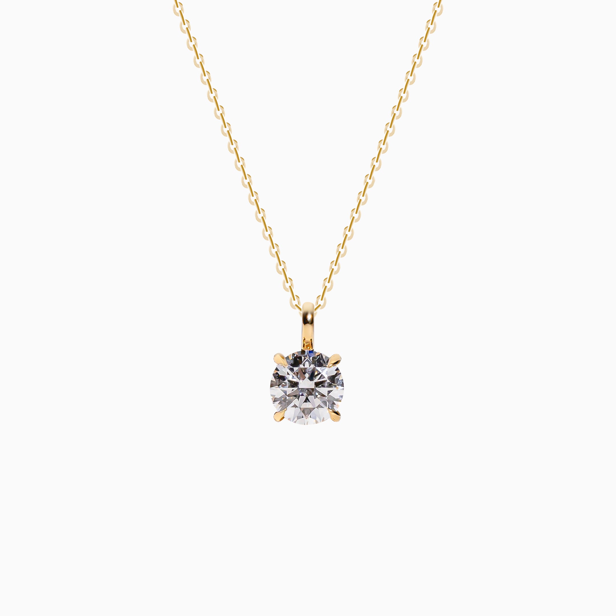 18K Yellow Gold Round Solitaire Diamond Pendant (1 Carat)