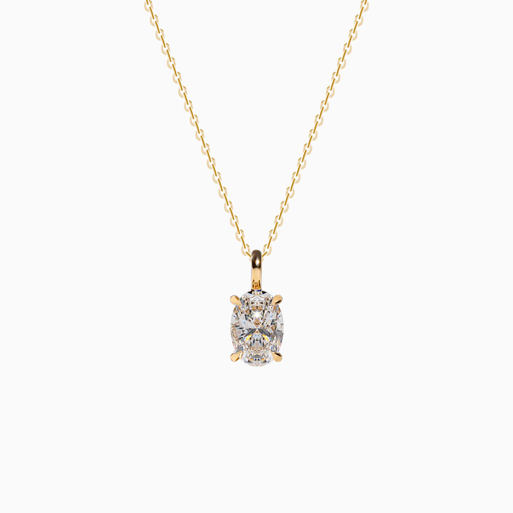 18K Yellow Gold Oval Solitaire Diamond Pendant (1 Carat)