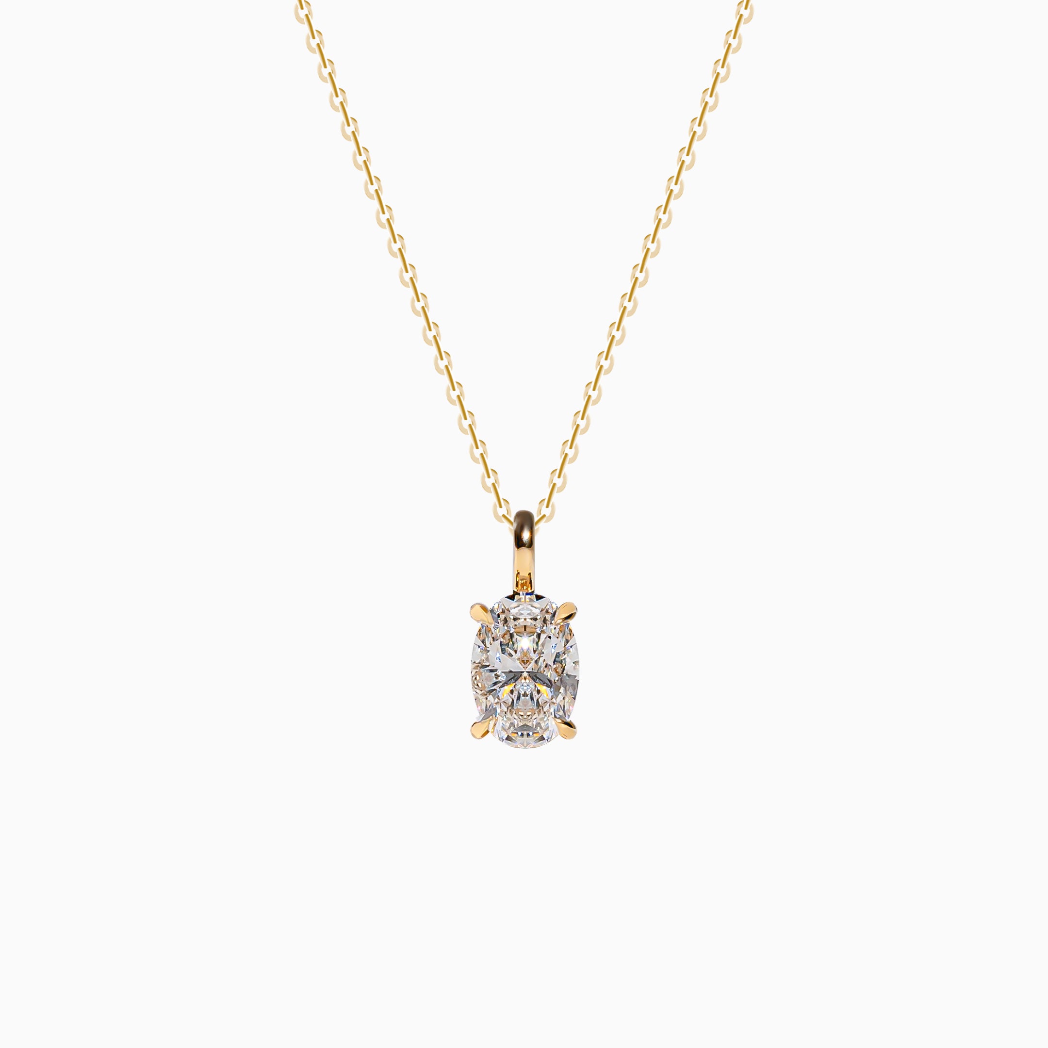 18K Yellow Gold Oval Solitaire Diamond Pendant (1 Carat)