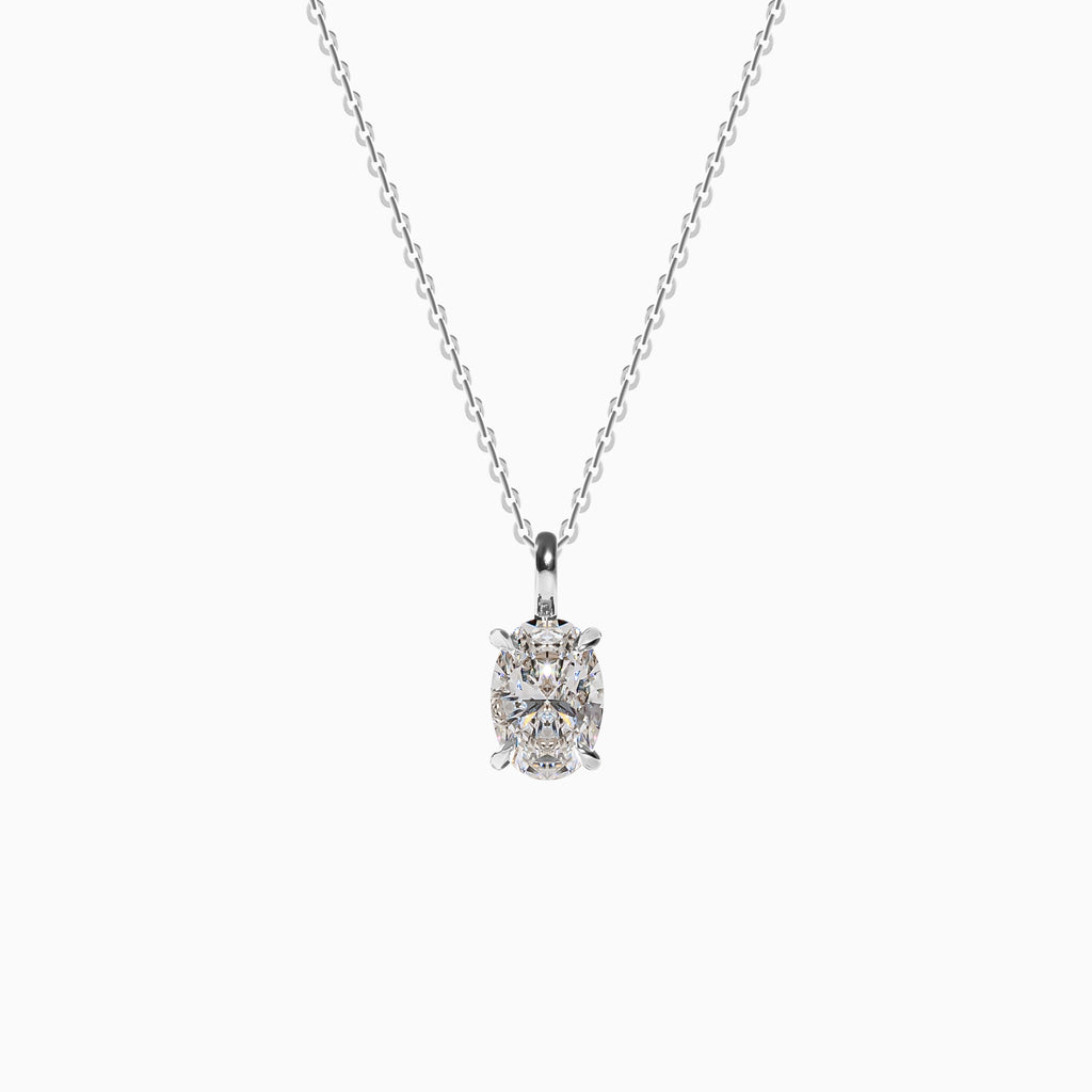 18K White Gold Oval Diamond Solitaire Pendant (1 Carat)