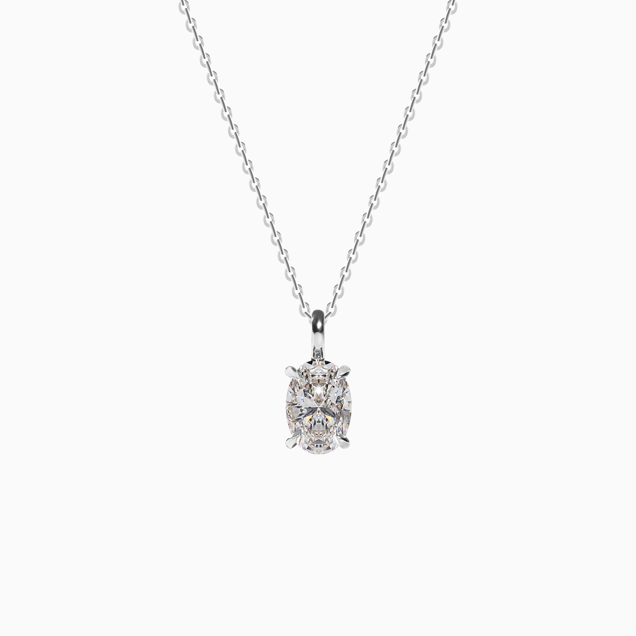 18K White Gold Oval Diamond Solitaire Pendant (1 Carat)