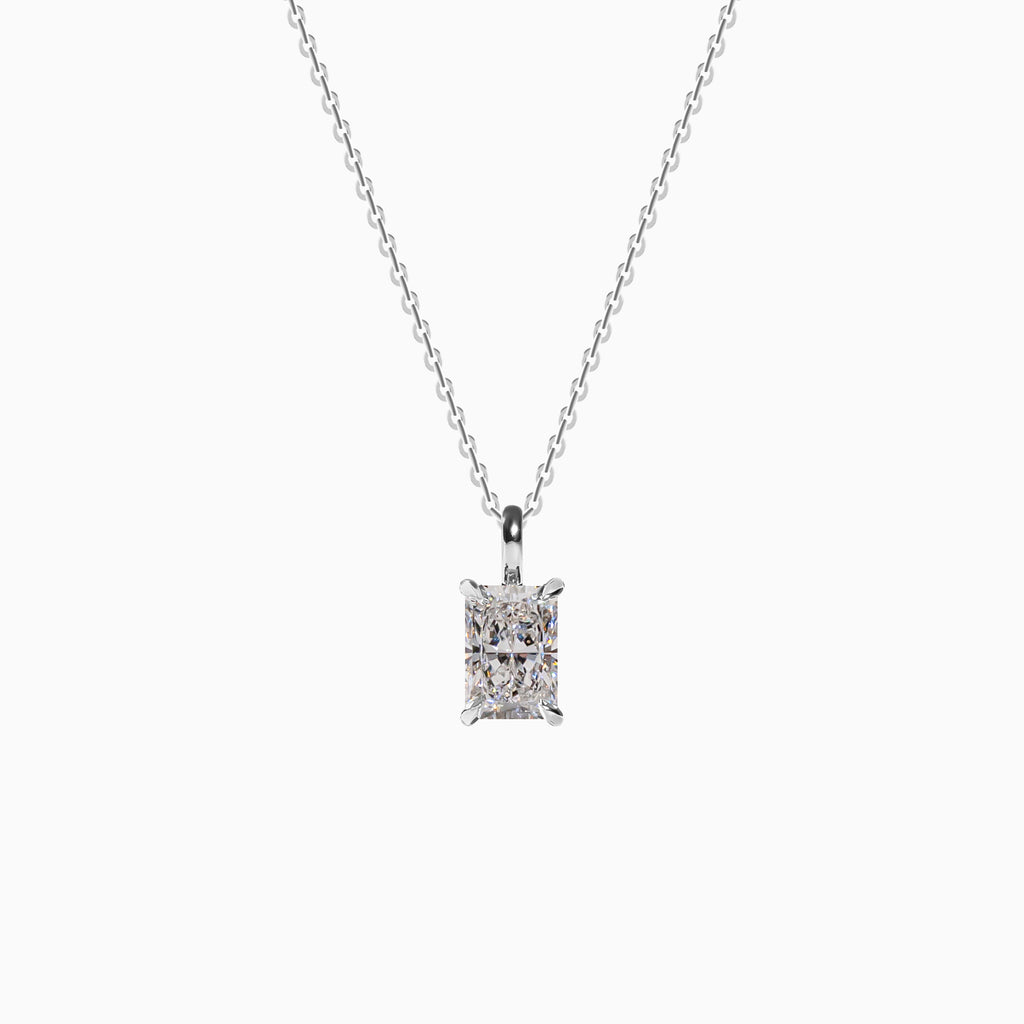 18K White Gold Radiant-Cut Solitaire Diamond Pendant (1 Carat)