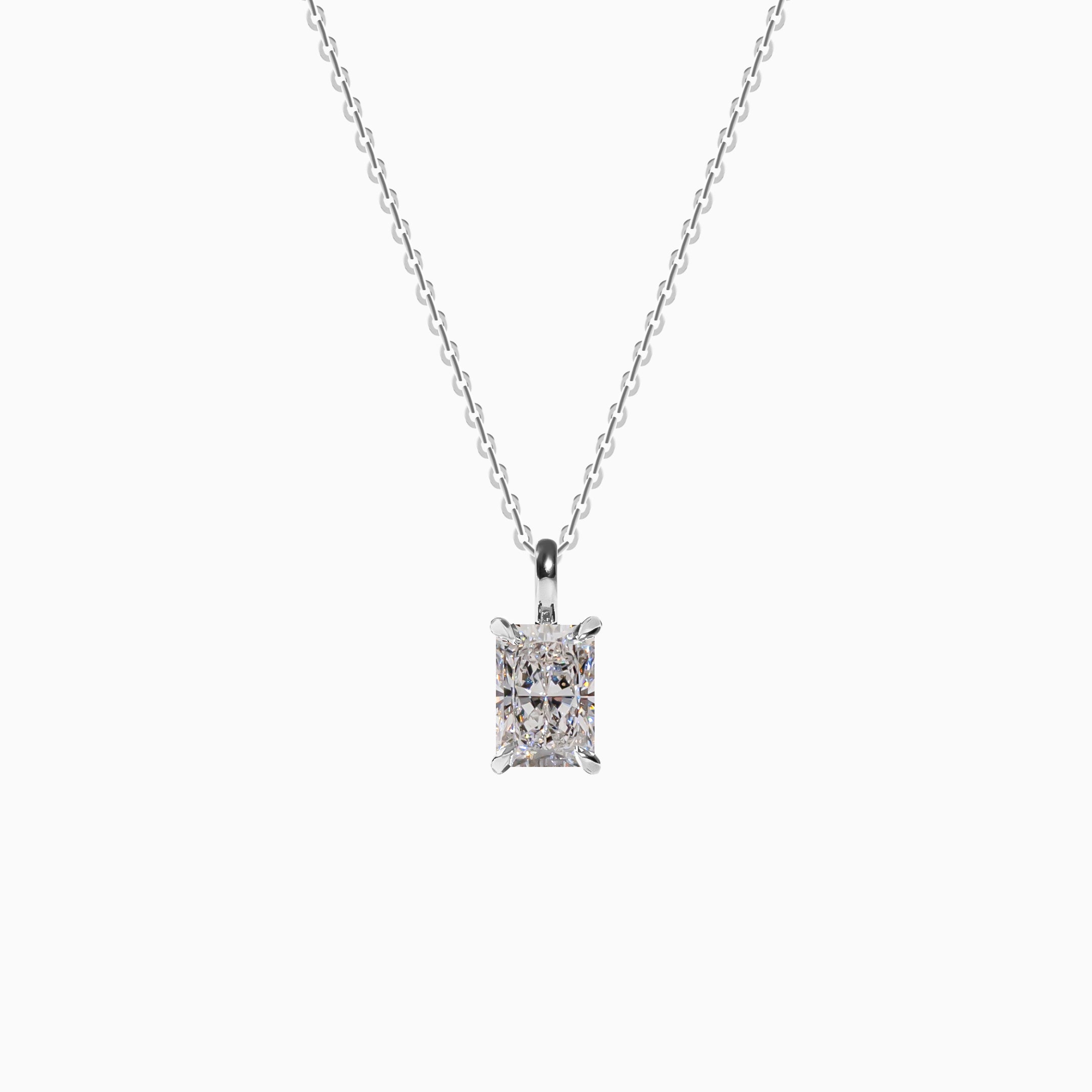 18K White Gold Radiant-Cut Solitaire Diamond Pendant (1 Carat)