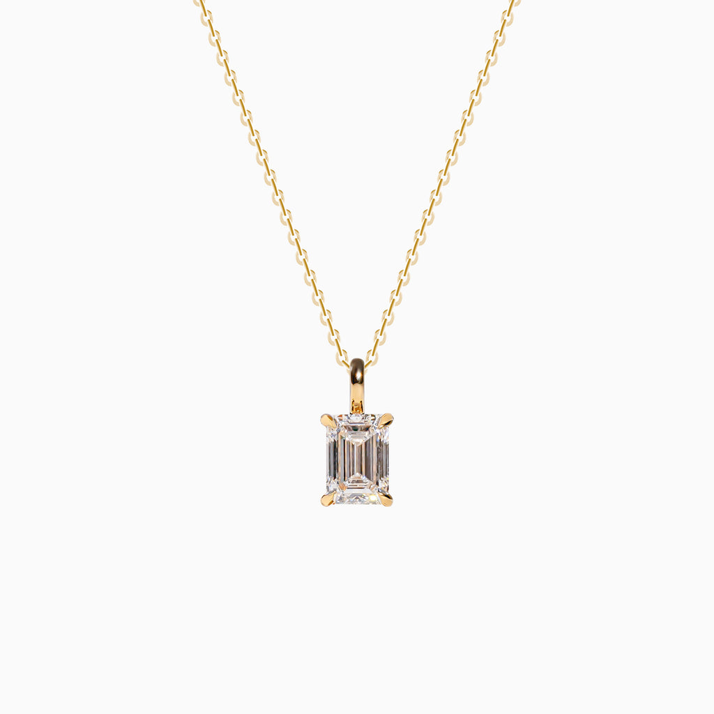 18K Yellow Gold Emerald-Cut Diamond Solitaire Pendant (1 Carat)