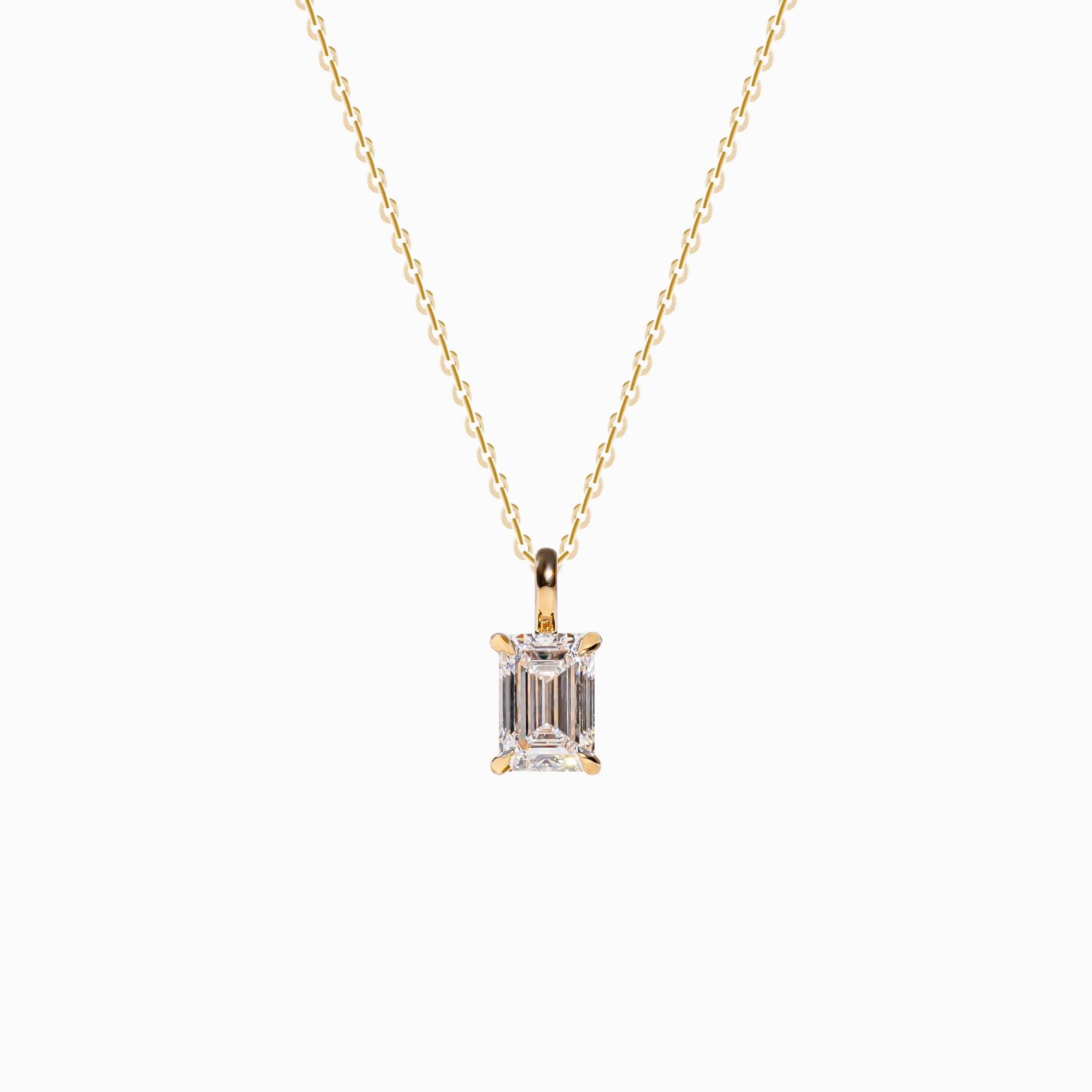 18K Yellow Gold Emerald-Cut Diamond Solitaire Pendant (1 Carat)