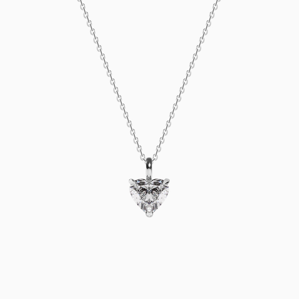 18K White Gold Heart-Shaped Solitaire Diamond Pendant (1 Carat)