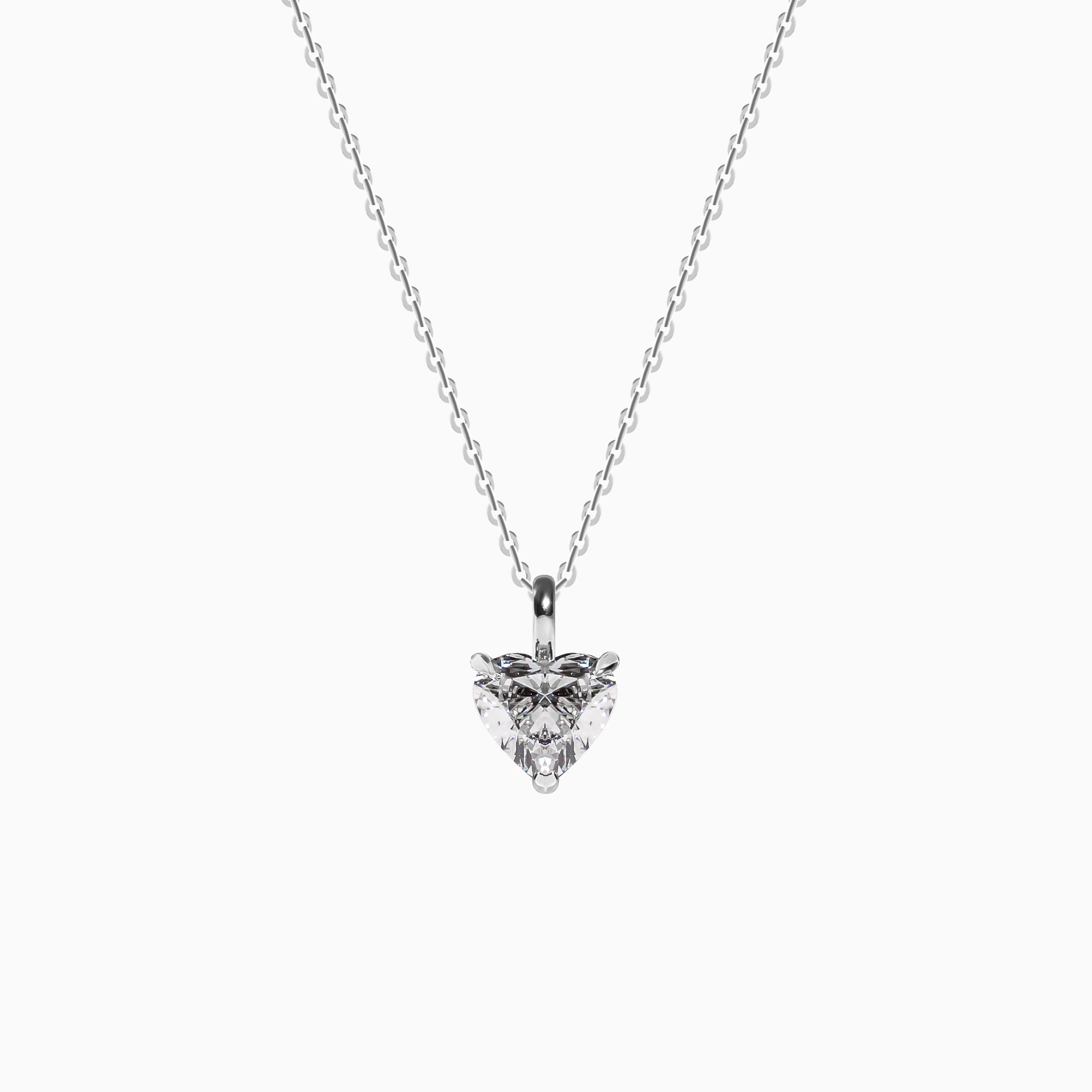 18K White Gold Heart-Shaped Solitaire Diamond Pendant (1 Carat)
