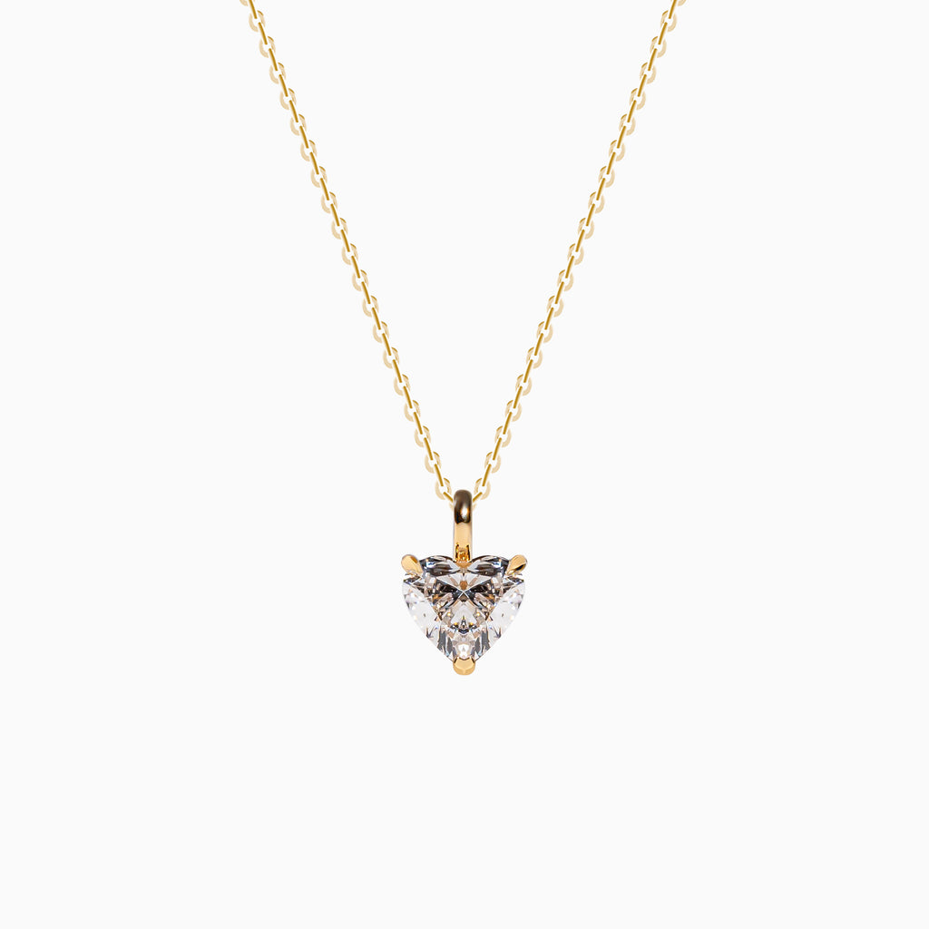 18K Yellow Gold Heart-Shaped Solitaire Diamond Pendant (1 Carat)