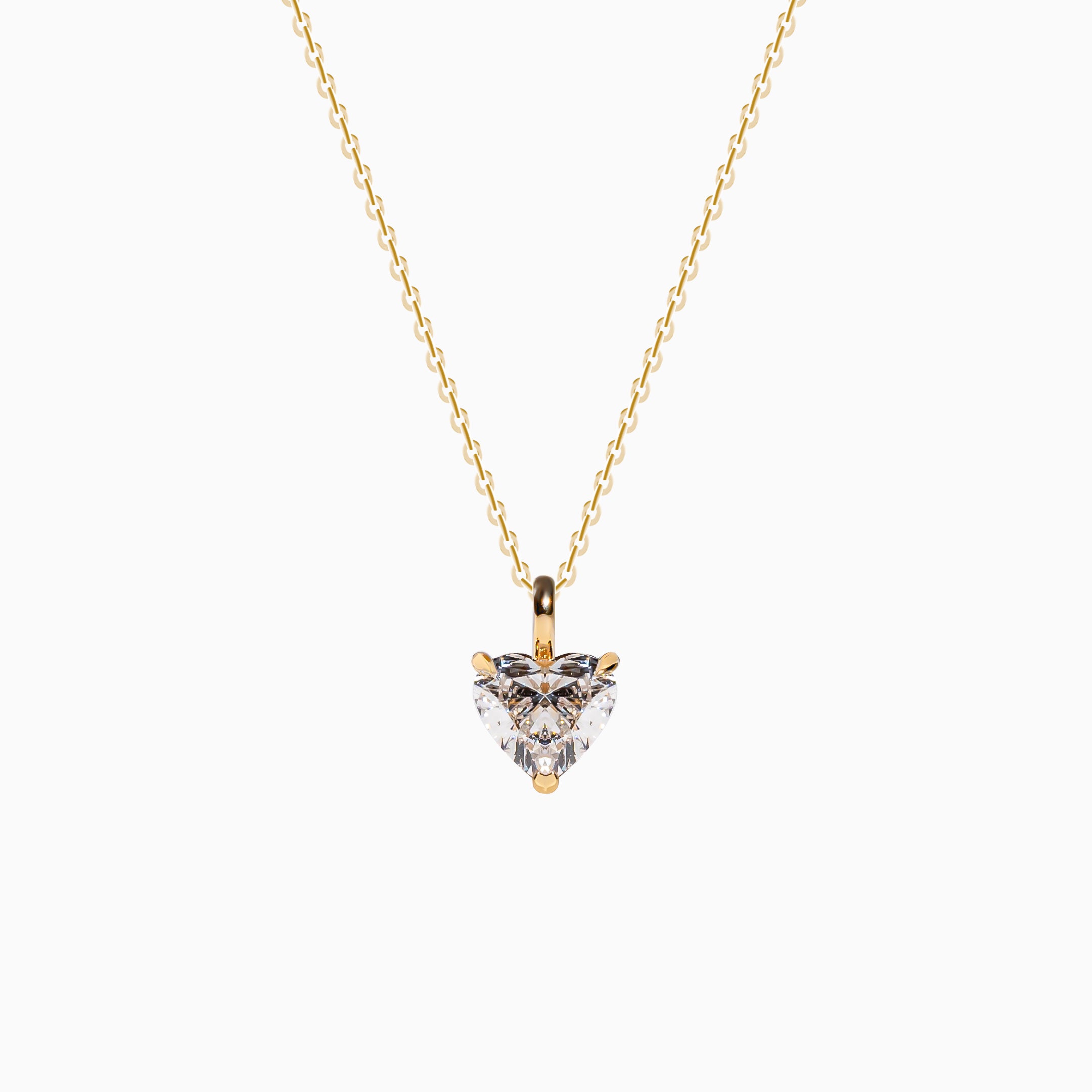 18K Yellow Gold Heart-Shaped Solitaire Diamond Pendant (1 Carat)