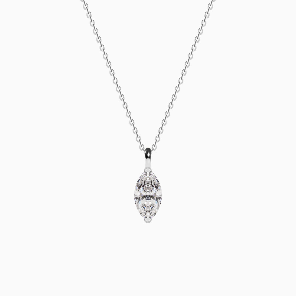 18K White Gold Marquise Diamond Solitaire Pendant(1 Carat)