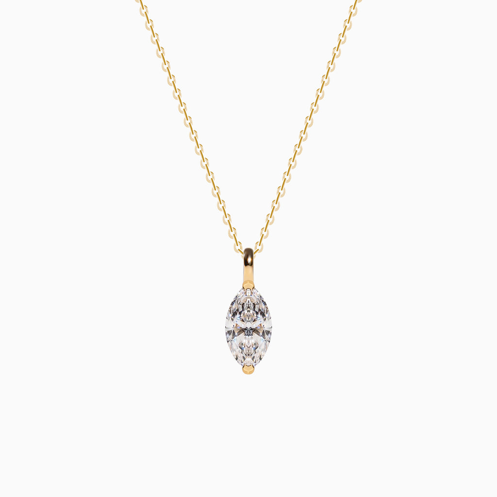 18K Yellow Gold Marquise Diamond Solitaire Pendant(1 Carat)