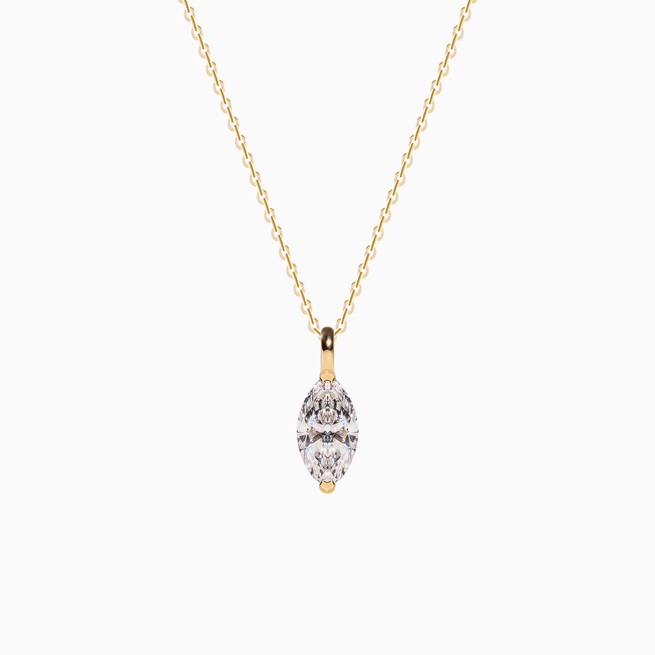 18K Yellow Gold Marquise Diamond Solitaire Pendant(1 Carat)