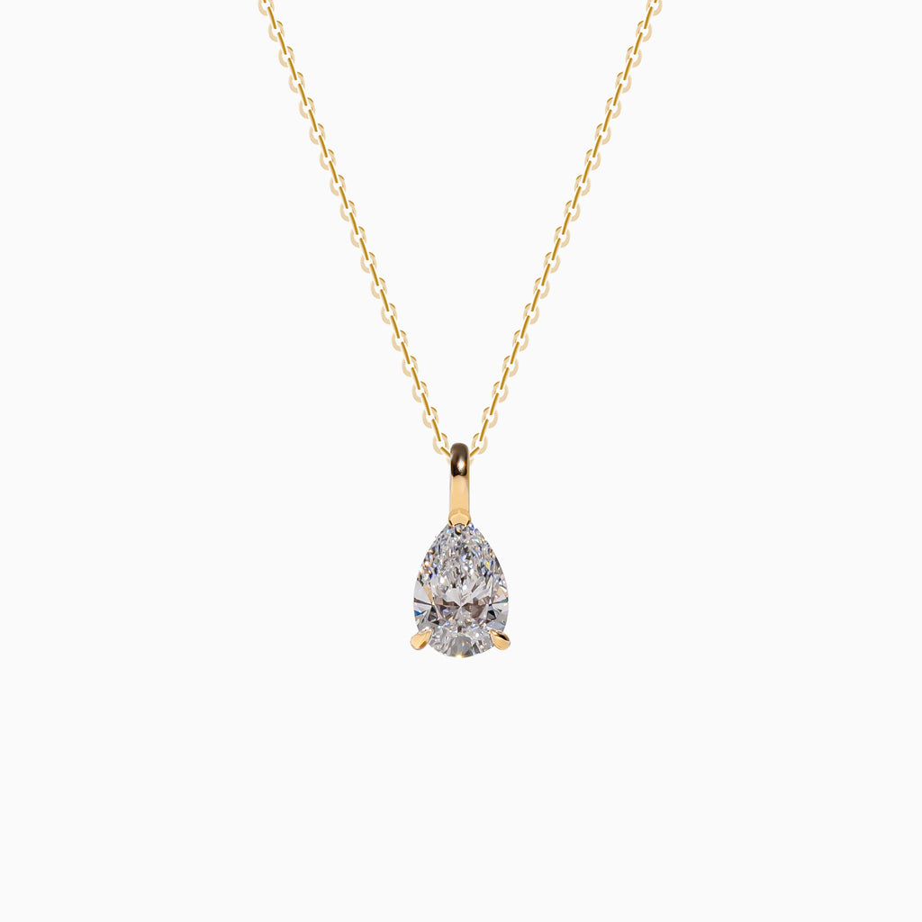 18K Yellow Gold Pear Diamond Solitaire Pendant(1 Carat)