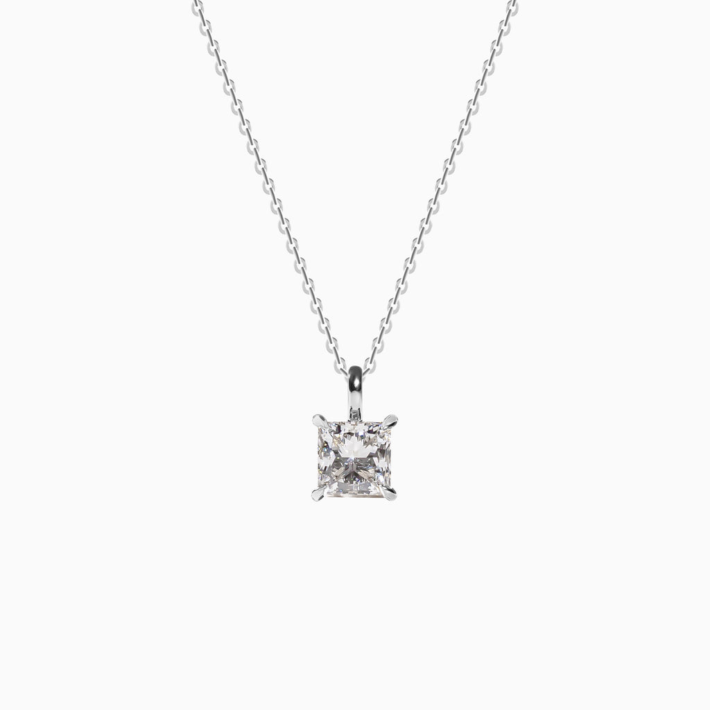 18K White Gold Princess-Cut Diamond Solitaire Pendant(1 Carat)