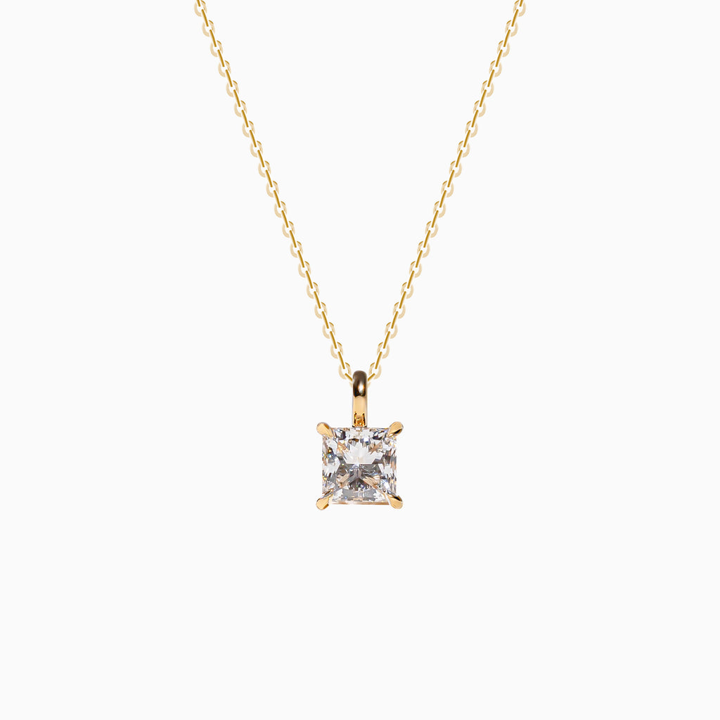 18K Yellow Gold Princess-Cut Diamond Solitaire Pendant(1 Carat)