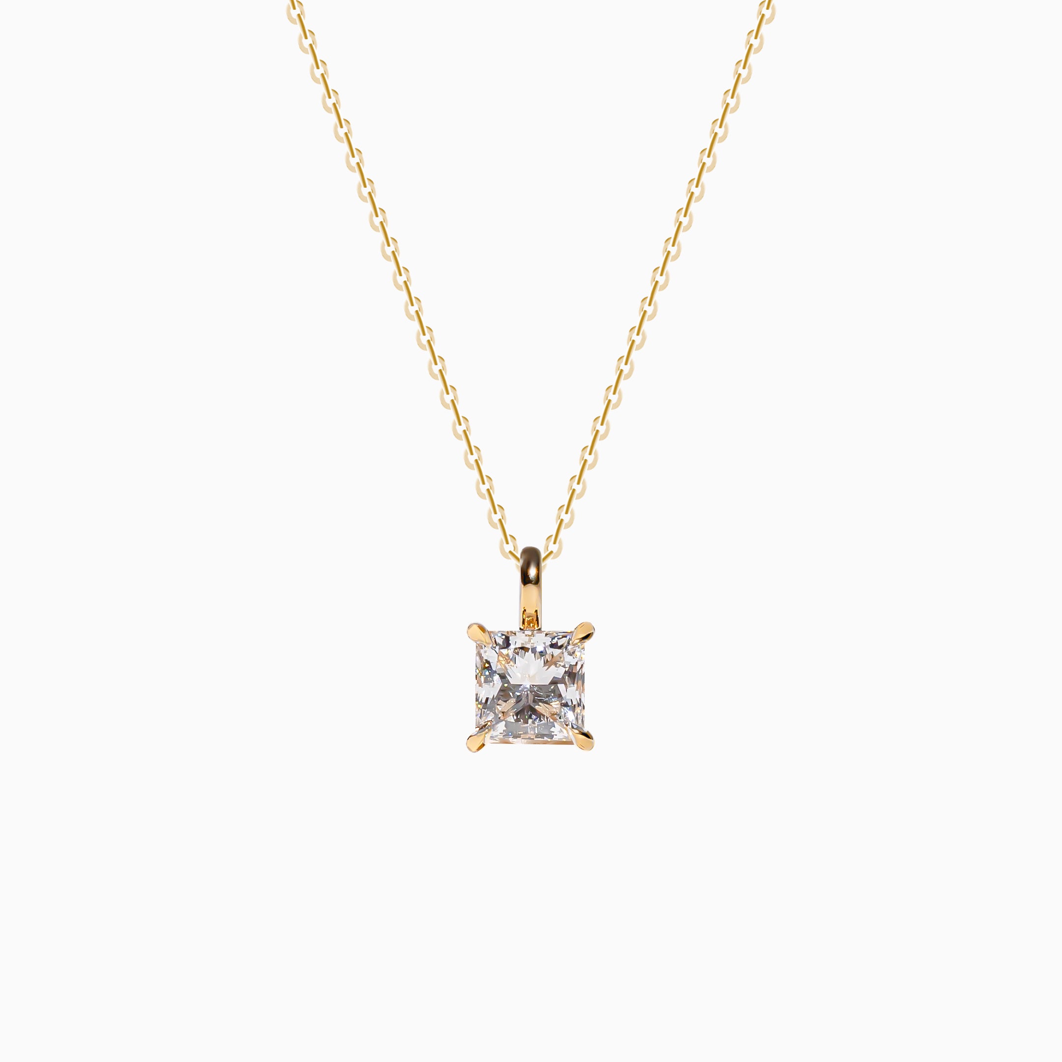 18K Yellow Gold Princess-Cut Diamond Solitaire Pendant(1 Carat)