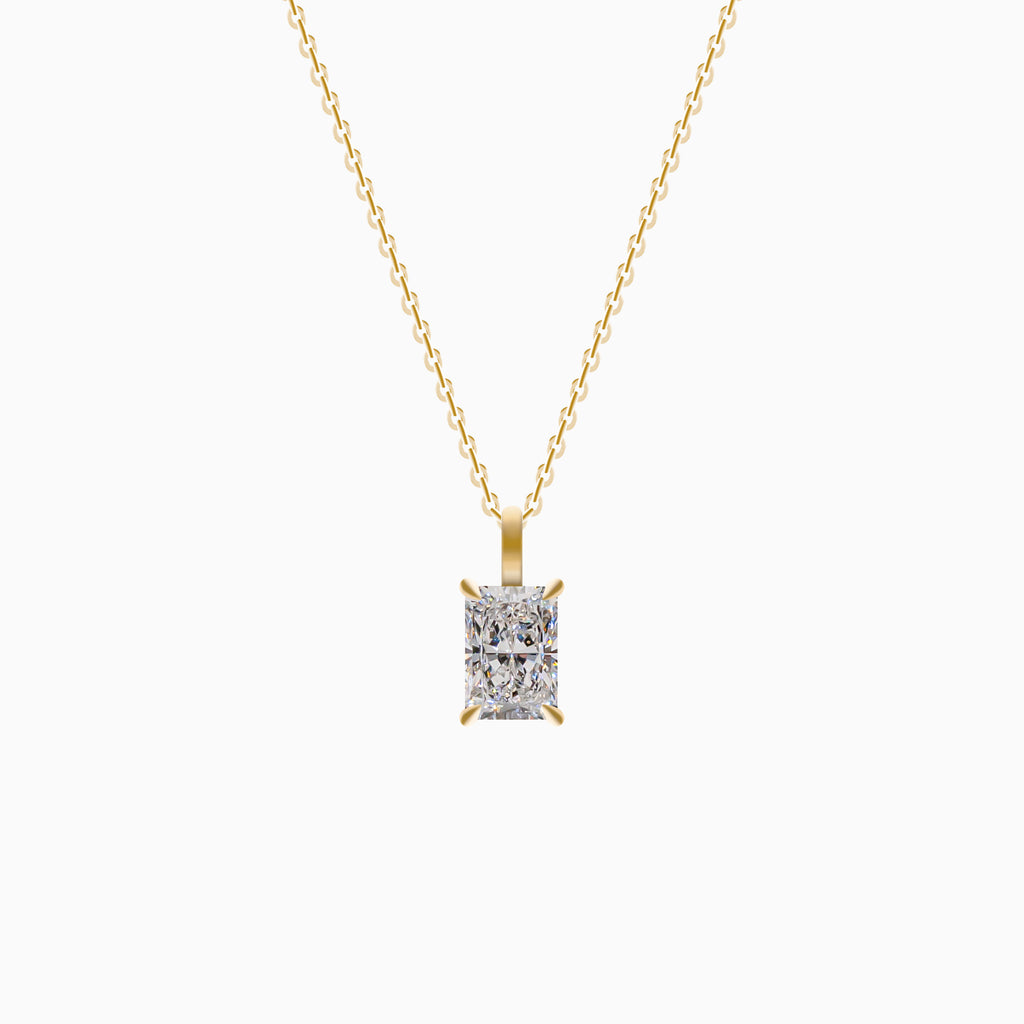 18K Yellow Gold Radiant Diamond Solitaire Pendant(1 Carat)