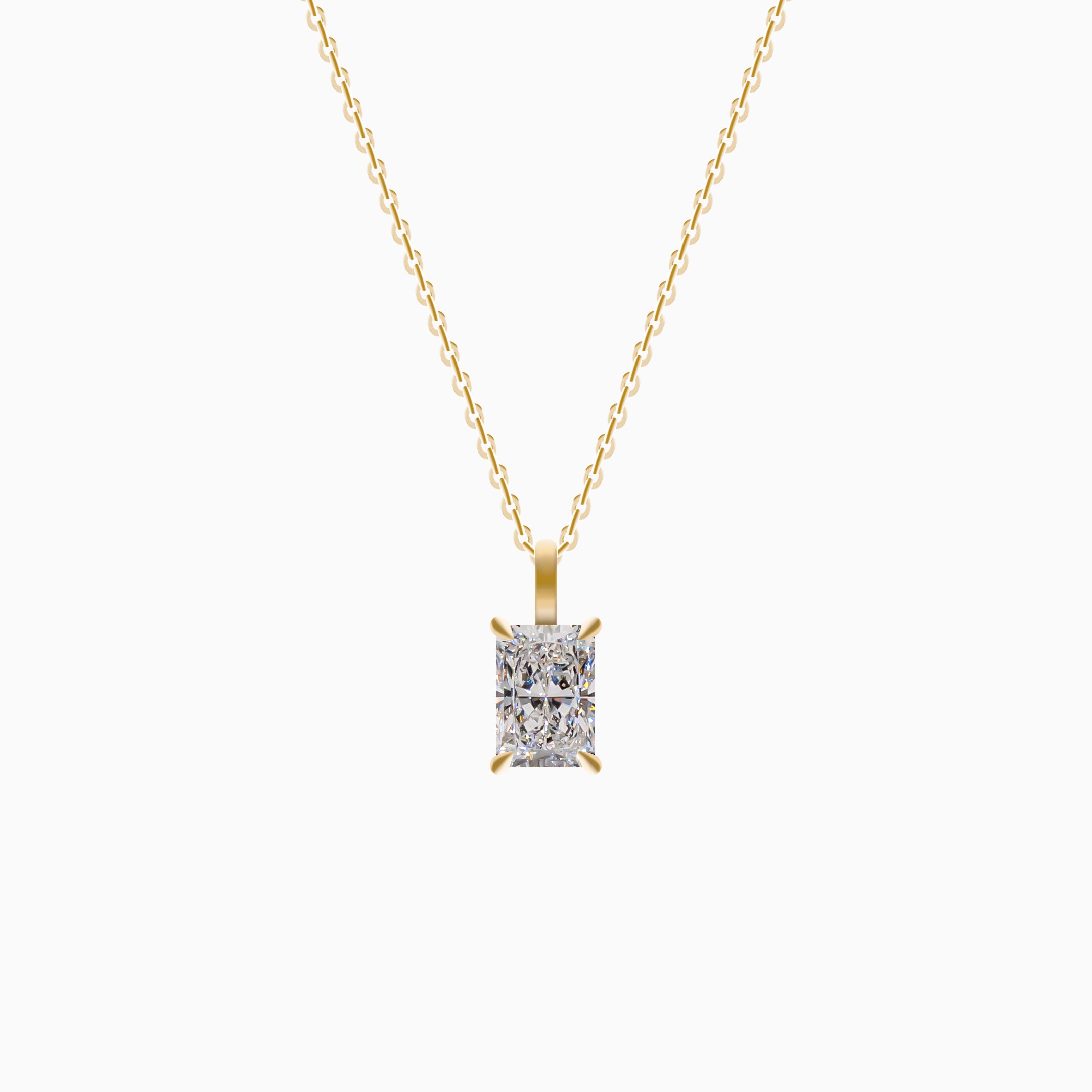 18K Yellow Gold Radiant Diamond Solitaire Pendant(1 Carat)