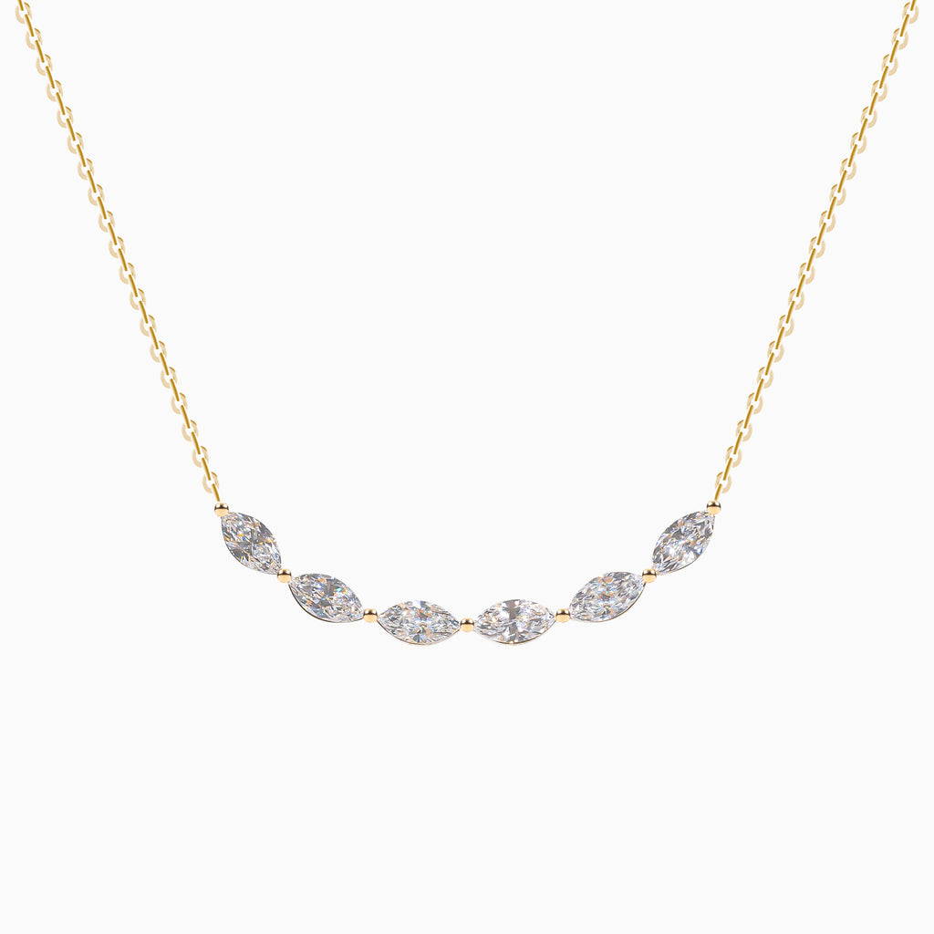 18K Yellow Gold Marquise Diamond Station Necklace