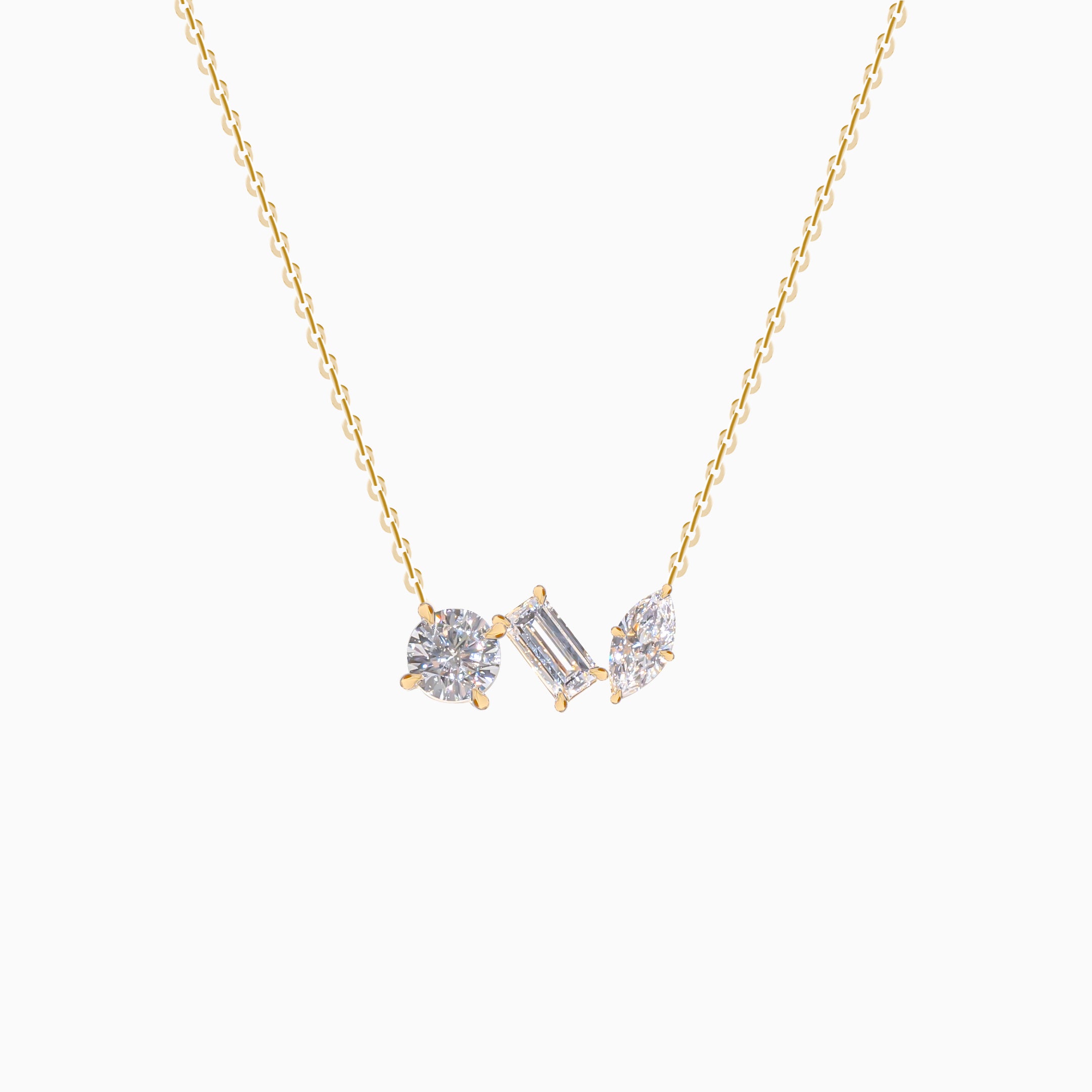 18K Yellow Gold Marquise Diamond Multi-Diamond Necklace