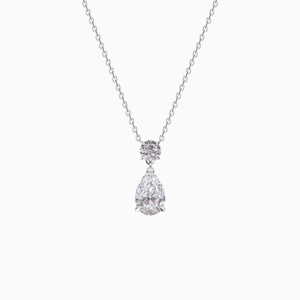 18K White Gold Pear Diamond Multi-Diamond Necklace