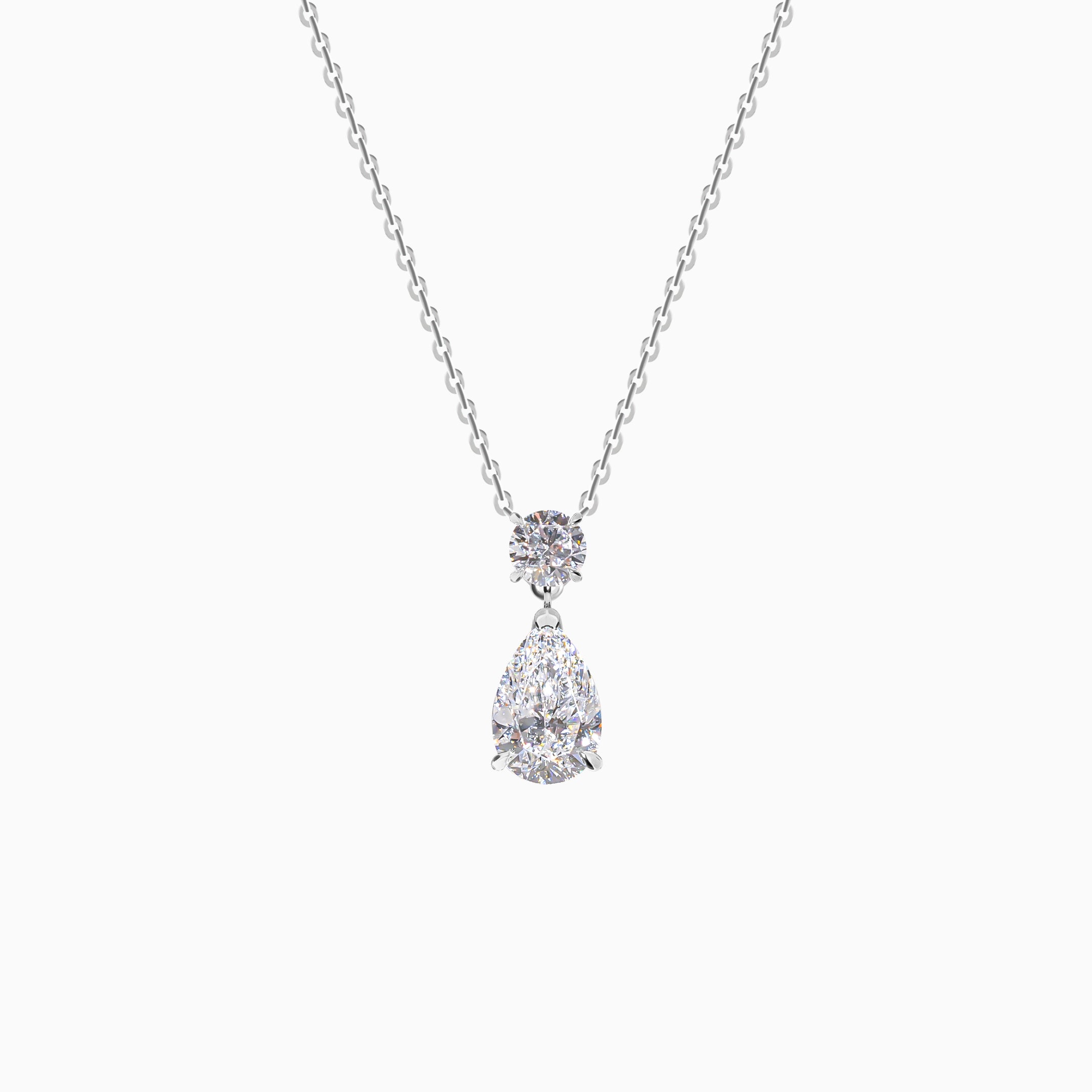 18K White Gold Pear Diamond Multi-Diamond Necklace