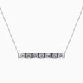 18K White Gold Princess-Cut Multi-Diamond Necklace