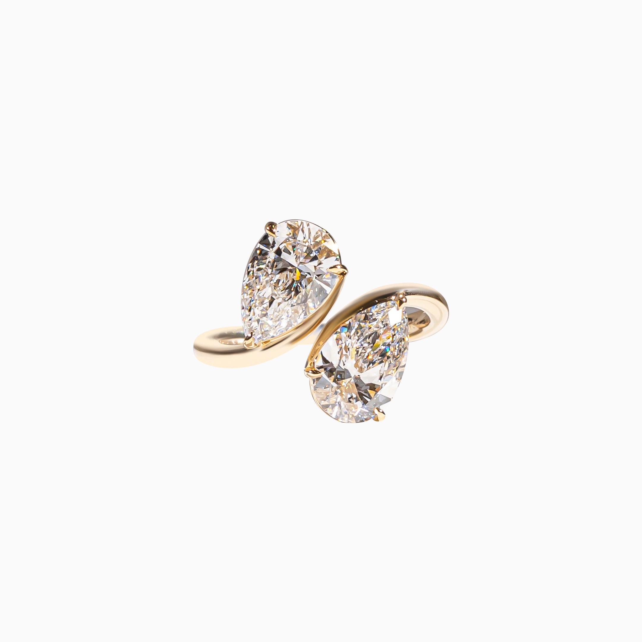 18K Yellow Gold Pear Diamond Multi-Stone Ring