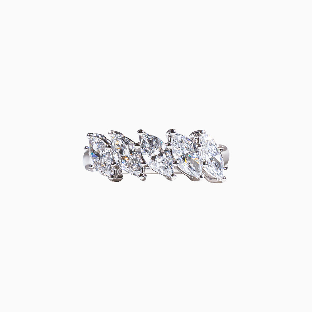 18K White Gold Marquise Diamond Multi-Stone Ring